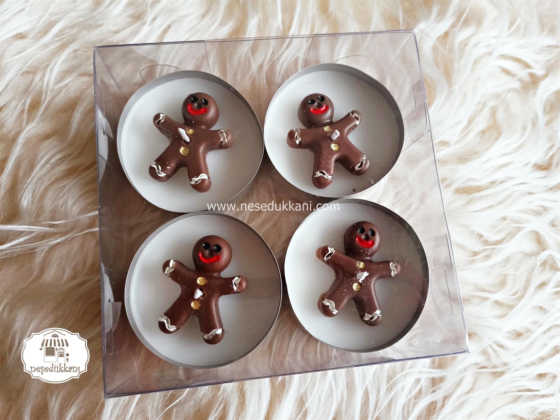 KURABİYE ADAM BÜYÜK TEALİGHT MUM4'LÜ PAKET Neşedükkanı