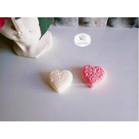 ÇİÇEK DESENLİ KALP- MUM